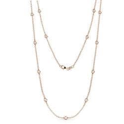 Lien 13Stn White Sapphire on Cable Necklace Stone White Sapphire ctw Womens Station Necklace K Rose Gold