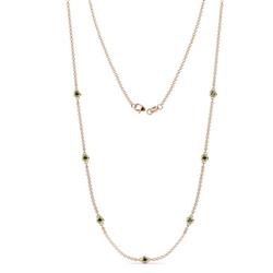 Salina 7Stn Green Garnet on Cable Necklace Stone Green Garnet ctw Womens Station Necklace K Rose Gold