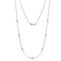 Salina 7Stn AGS Certified Diamond on Cable Necklace Stone AGS Certified Diamond ctw Womens Station Necklace K White Gold