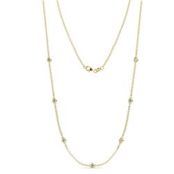 Salina 7Stn Diamond on Cable Necklace Stone Diamond ctw Womens Station Necklace K Yellow Gold