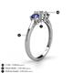 4 - Quyen 0.90 ctw (5.00 mm) Round Lab Grown Diamond and Iolite Three Stone Engagement Ring 