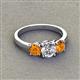 2 - Quyen IGI Certified 1.80 ctw (6.50 mm) Round Lab Grown Diamond and Citrine Three Stone Engagement Ring 