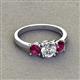 2 - Quyen IGI Certified 2.00 ctw (6.50 mm) Round Lab Grown Diamond and Rhodolite Garnet Three Stone Engagement Ring 