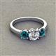 2 - Quyen IGI Certified 2.00 ctw (6.50 mm) Round Lab Grown Diamond and Blue Diamond Three Stone Engagement Ring 