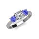 3 - Quyen IGI Certified 1.94 ctw (6.50 mm) Round Lab Grown Diamond and Tanzanite Three Stone Engagement Ring 