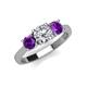 3 - Quyen IGI Certified 1.80 ctw (6.50 mm) Round Lab Grown Diamond and Amethyst Three Stone Engagement Ring 