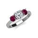 3 - Quyen IGI Certified 2.00 ctw (6.50 mm) Round Lab Grown Diamond and Rhodolite Garnet Three Stone Engagement Ring 