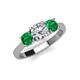 3 - Quyen IGI Certified 1.80 ctw (6.50 mm) Round Lab Grown Diamond and Emerald Three Stone Engagement Ring 