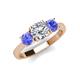 3 - Quyen IGI Certified 2.24 ctw (7.00 mm) Round Lab Grown Diamond and Tanzanite Three Stone Engagement Ring 