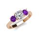 3 - Quyen IGI Certified 2.10 ctw (7.00 mm) Round Lab Grown Diamond and Amethyst Three Stone Engagement Ring 