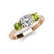 3 - Quyen IGI Certified 2.30 ctw (7.00 mm) Round Lab Grown Diamond and Peridot Three Stone Engagement Ring 