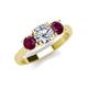 3 - Quyen IGI Certified 2.30 ctw (7.00 mm) Round Lab Grown Diamond and Rhodolite Garnet Three Stone Engagement Ring 