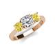 3 - Quyen IGI Certified 2.36 ctw (7.00 mm) Round Lab Grown Diamond and Yellow Sapphire Three Stone Engagement Ring 