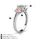 4 - Quyen IGI Certified 2.26 ctw (7.00 mm) Round Lab Grown Diamond and Morganite Three Stone Engagement Ring 