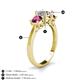 4 - Quyen IGI Certified 2.30 ctw (7.00 mm) Round Lab Grown Diamond and Rhodolite Garnet Three Stone Engagement Ring 