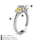 4 - Quyen IGI Certified 2.36 ctw (7.00 mm) Round Lab Grown Diamond and Yellow Sapphire Three Stone Engagement Ring 