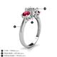 4 - Quyen IGI Certified 2.40 ctw (7.00 mm) Round Lab Grown Diamond and Ruby Three Stone Engagement Ring 