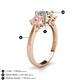 4 - Quyen IGI Certified 2.26 ctw (7.00 mm) Round Lab Grown Diamond and Morganite Three Stone Engagement Ring 