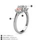 4 - Quyen IGI Certified 1.96 ctw (6.50 mm) Round Lab Grown Diamond and Morganite Three Stone Engagement Ring 