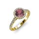 2 - Abeni 1.38 ctw (6.50 mm) Round Rhodolite Garnet and Diamond Halo Engagement Ring   