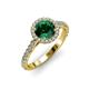 2 - Abeni 1.10 ctw (6.00 mm) Round Emerald and Diamond Halo Engagement Ring 