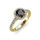 2 - Abeni 1.38 ctw (6.00 mm) Round Black Diamond and Diamond Halo Engagement Ring 