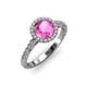 2 - Abeni 1.33 ctw (6.00 mm) Round Pink Sapphire and Diamond Halo Engagement Ring 