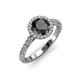 2 - Abeni 1.38 ctw (6.00 mm) Round Black Diamond and Diamond Halo Engagement Ring 