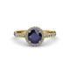 3 - Abeni 1.53 ctw (6.00 mm) Round Blue Sapphire and Diamond Halo Engagement Ring 