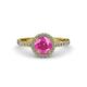 3 - Abeni 1.33 ctw (6.00 mm) Round Pink Sapphire and Diamond Halo Engagement Ring 