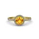 3 - Abeni 1.25 ctw (6.50 mm) Round Citrine and Diamond Halo Engagement Ring   