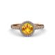 3 - Abeni 1.25 ctw (6.50 mm) Round Citrine and Diamond Halo Engagement Ring   