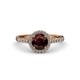 3 - Abeni 1.43 ctw (6.50 mm) Round Red Garnet and Diamond Halo Engagement Ring   