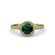 3 - Abeni 1.10 ctw (6.00 mm) Round Emerald and Diamond Halo Engagement Ring 