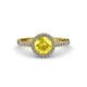 3 - Abeni 1.33 ctw (6.00 mm) Round Yellow Sapphire and Diamond Halo Engagement Ring 