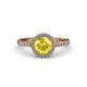 3 - Abeni 1.33 ctw (6.00 mm) Round Yellow Sapphire and Diamond Halo Engagement Ring 