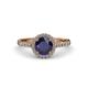 3 - Abeni 1.53 ctw (6.00 mm) Round Blue Sapphire and Diamond Halo Engagement Ring 