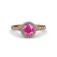 3 - Abeni 1.33 ctw (6.00 mm) Round Pink Sapphire and Diamond Halo Engagement Ring 