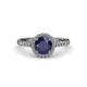 3 - Abeni 1.53 ctw (6.00 mm) Round Blue Sapphire and Diamond Halo Engagement Ring 