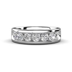 Irvin ctw White Sapphire stone Comfort Fit Men Wedding Band ctw Round White Sapphire using Channel setting Men Wedding Band in K White Gold
