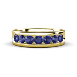 Irvin ctw Iolite stone Comfort Fit Men Wedding Band ctw Round Iolite using Channel setting Men Wedding Band in K Yellow Gold