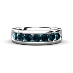 Irvin ctw London Blue Topaz stone Comfort Fit Men Wedding Band ctw Round London Blue Topaz using Channel setting Men Wedding Band in K White Gold