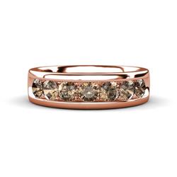 Irvin ctw Smoky Quartz stone Comfort Fit Men Wedding Band ctw Round Smoky Quartz using Channel setting Men Wedding Band in K Rose Gold
