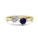 1 - Lysha 1.61 ctw GIA Certified Natural Diamond Pear Shape (7x5 mm) & Lab Created Blue Sapphire Cushion Shape (5.00 mm) Toi Et Moi Engagement Ring 