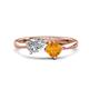 1 - Lysha 1.30 ctw GIA Certified Natural Diamond Pear Shape (7x5 mm) & Citrine Cushion Shape (5.00 mm) Toi Et Moi Engagement Ring 