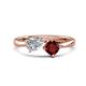 1 - Lysha 1.55 ctw GIA Certified Natural Diamond Pear Shape (7x5 mm) & Red Garnet Cushion Shape (5.00 mm) Toi Et Moi Engagement Ring 