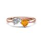 1 - Lysha 1.25 ctw IGI Certified Lab Grown Diamond Pear Shape (7x5 mm) & Citrine Cushion Shape (5.00 mm) Toi Et Moi Engagement Ring 