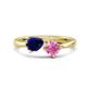 1 - Lysha 1.71 ctw Blue Sapphire Pear Shape (7x5 mm) & Lab Created Pink Sapphire Cushion Shape (5.00 mm) Toi Et Moi Engagement Ring 