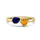 1 - Lysha 1.40 ctw Blue Sapphire Pear Shape (7x5 mm) & Citrine Cushion Shape (5.00 mm) Toi Et Moi Engagement Ring 