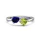 1 - Lysha 1.55 ctw Blue Sapphire Pear Shape (7x5 mm) & Peridot Cushion Shape (5.00 mm) Toi Et Moi Engagement Ring 